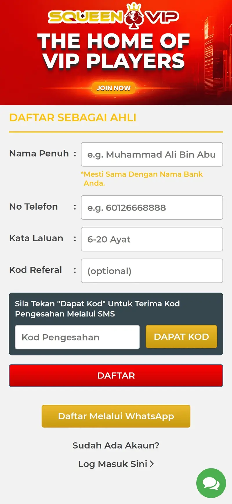 Register Step (Mobile)